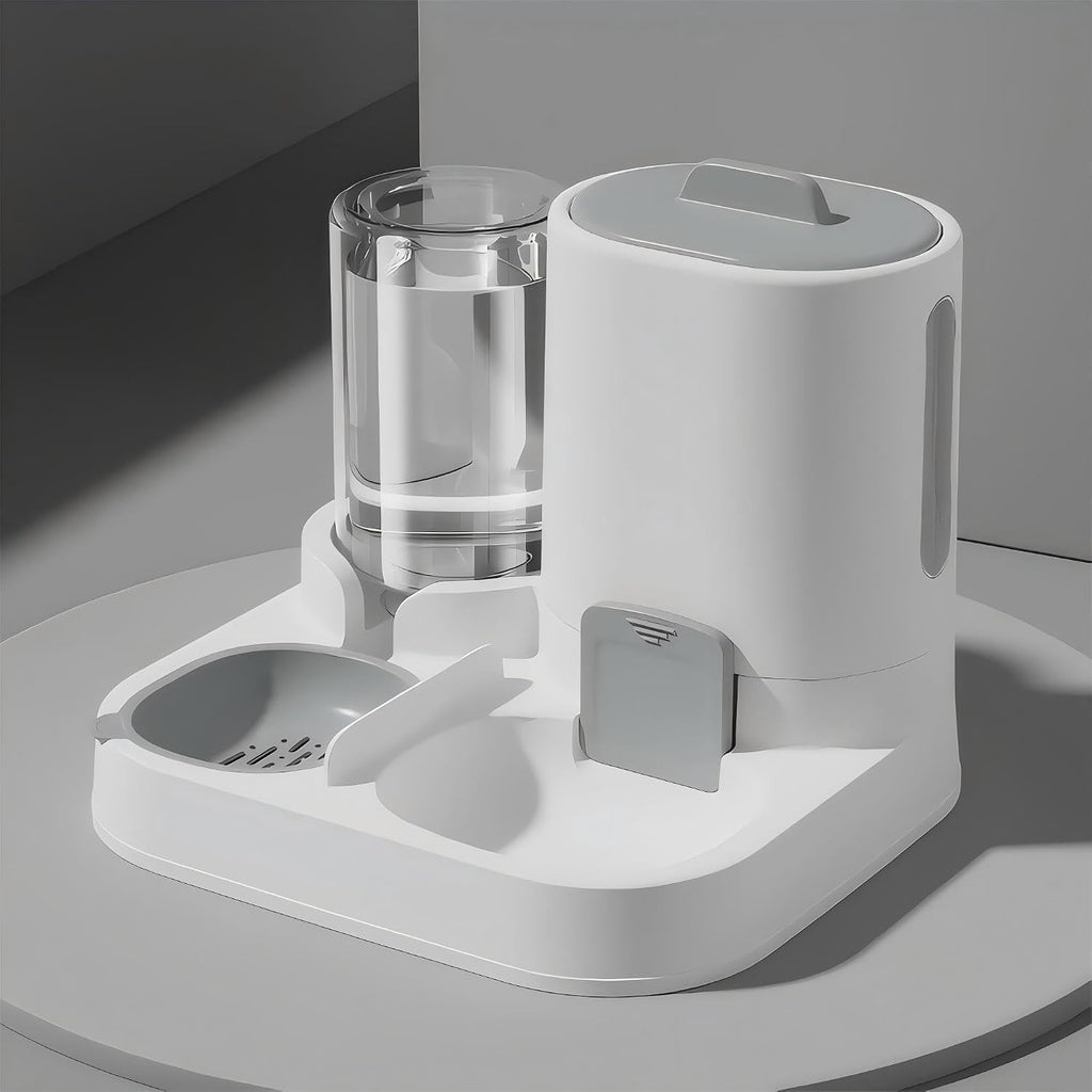 Nastella automatic cat feeder and water dispenser set front view automatic pet feeding station
