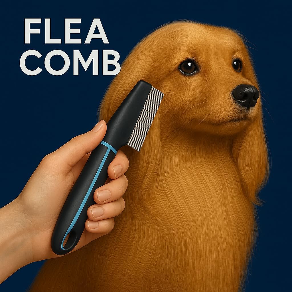 Flea Comb for Dogs and Cats - Premium Pet Grooming Tool with Stainless Steel Teeth for Long and Short Hair - Image 4