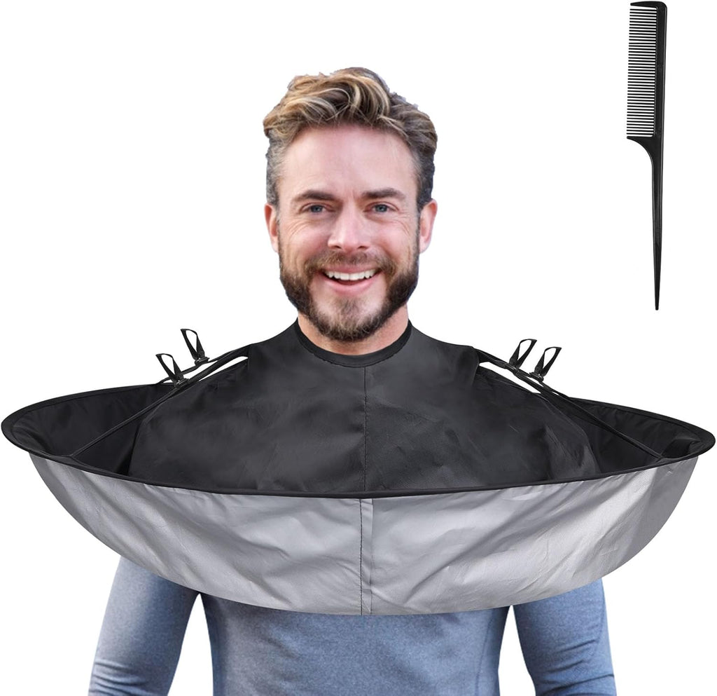 Lictin hair cloak cape front view showing black waterproof umbrella design