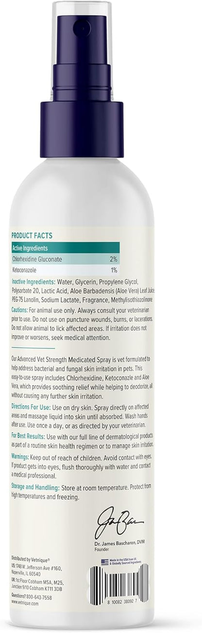 Antiseptic pet spray by Vetnique for treating hot spots and yeast infections