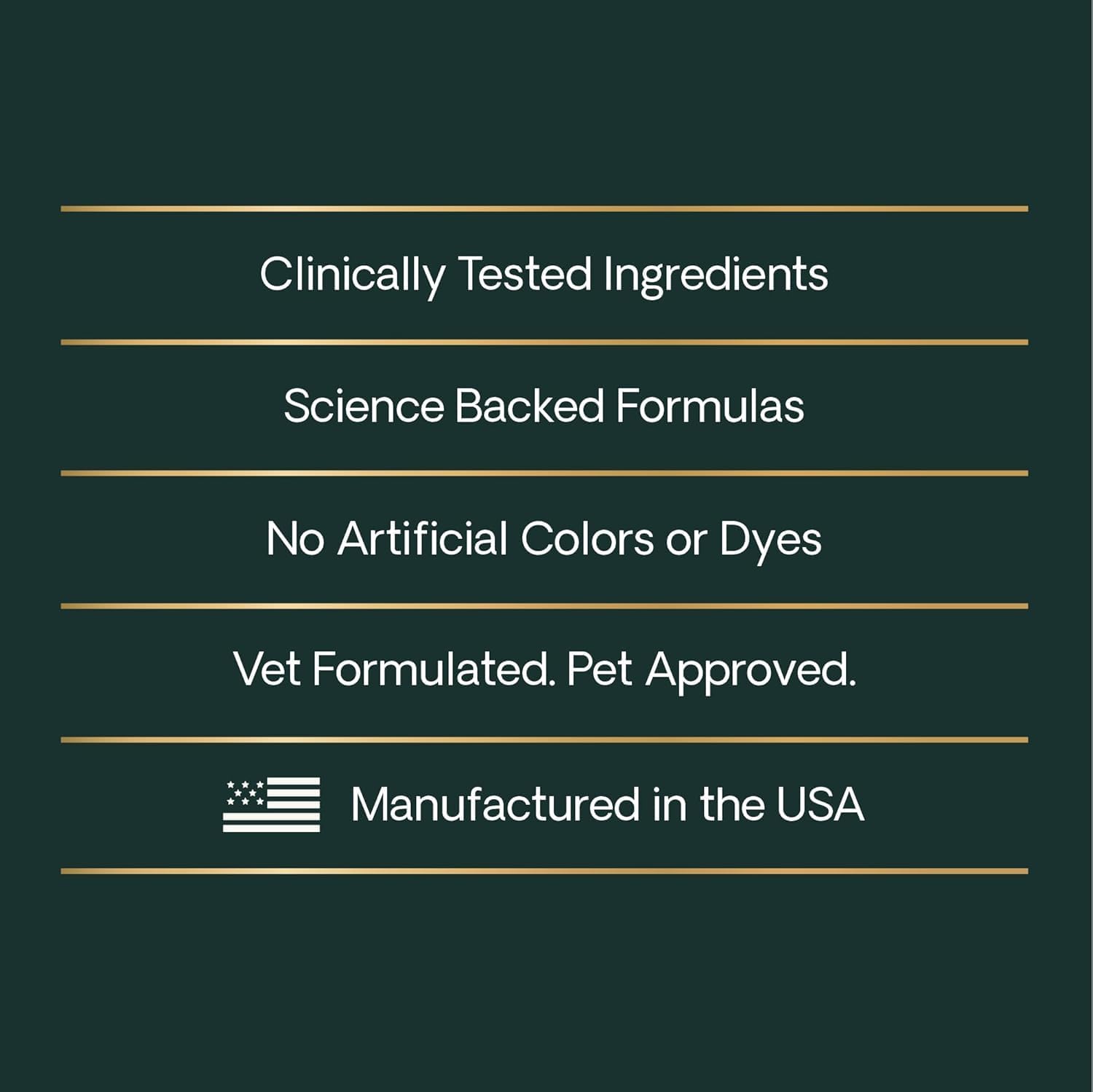 USA imported VetriScience pet health supplements packaging back details
