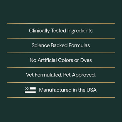 USA imported VetriScience pet health supplements packaging back details