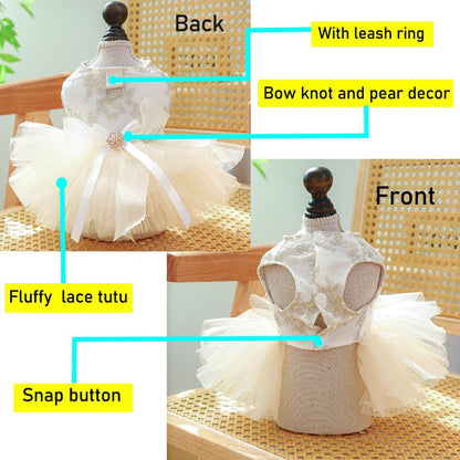 Anelekor bow puppy clothes highlighting the multi-layer lace tutu skirt construction