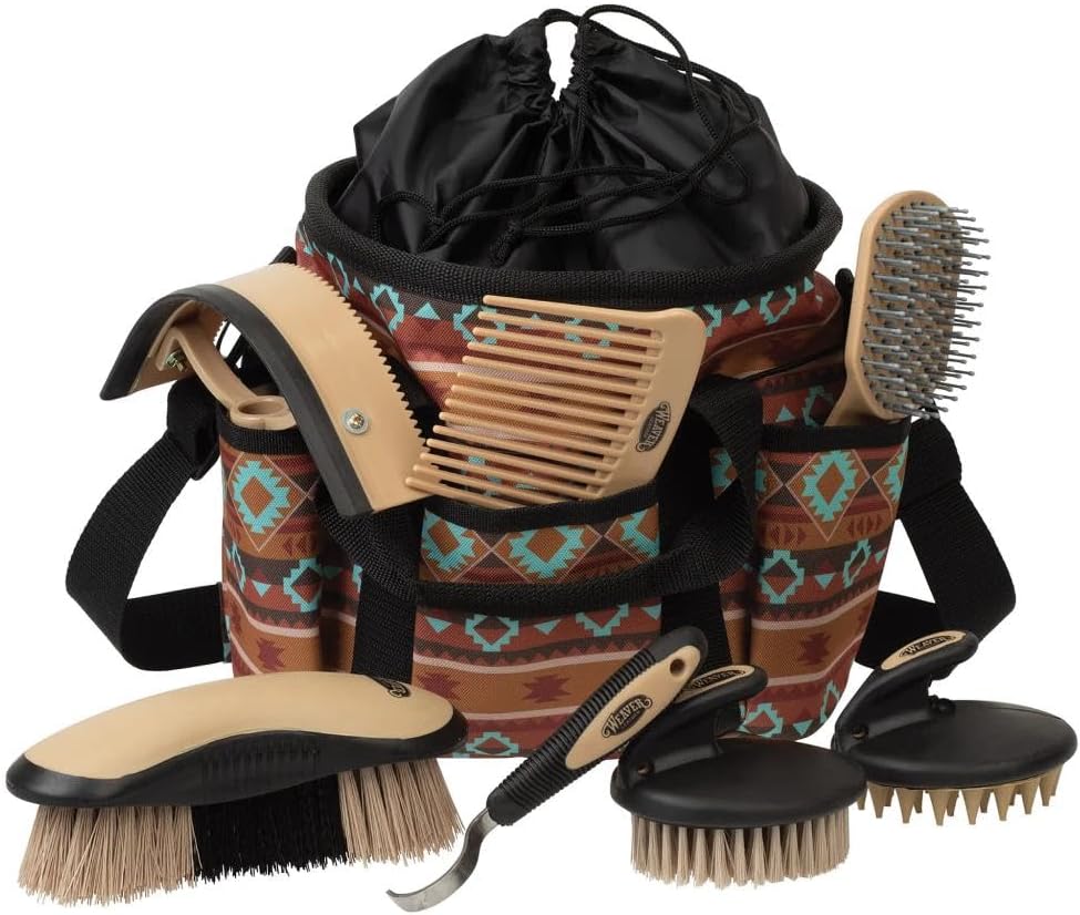 Weaver Equine 7-piece horse care set laid out completely