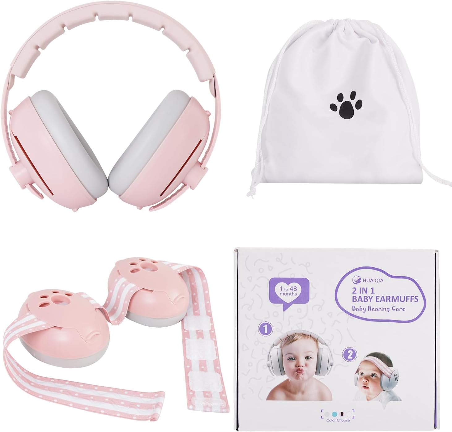 Tacodis 2-in-1 baby ear muffs front view for noise protection