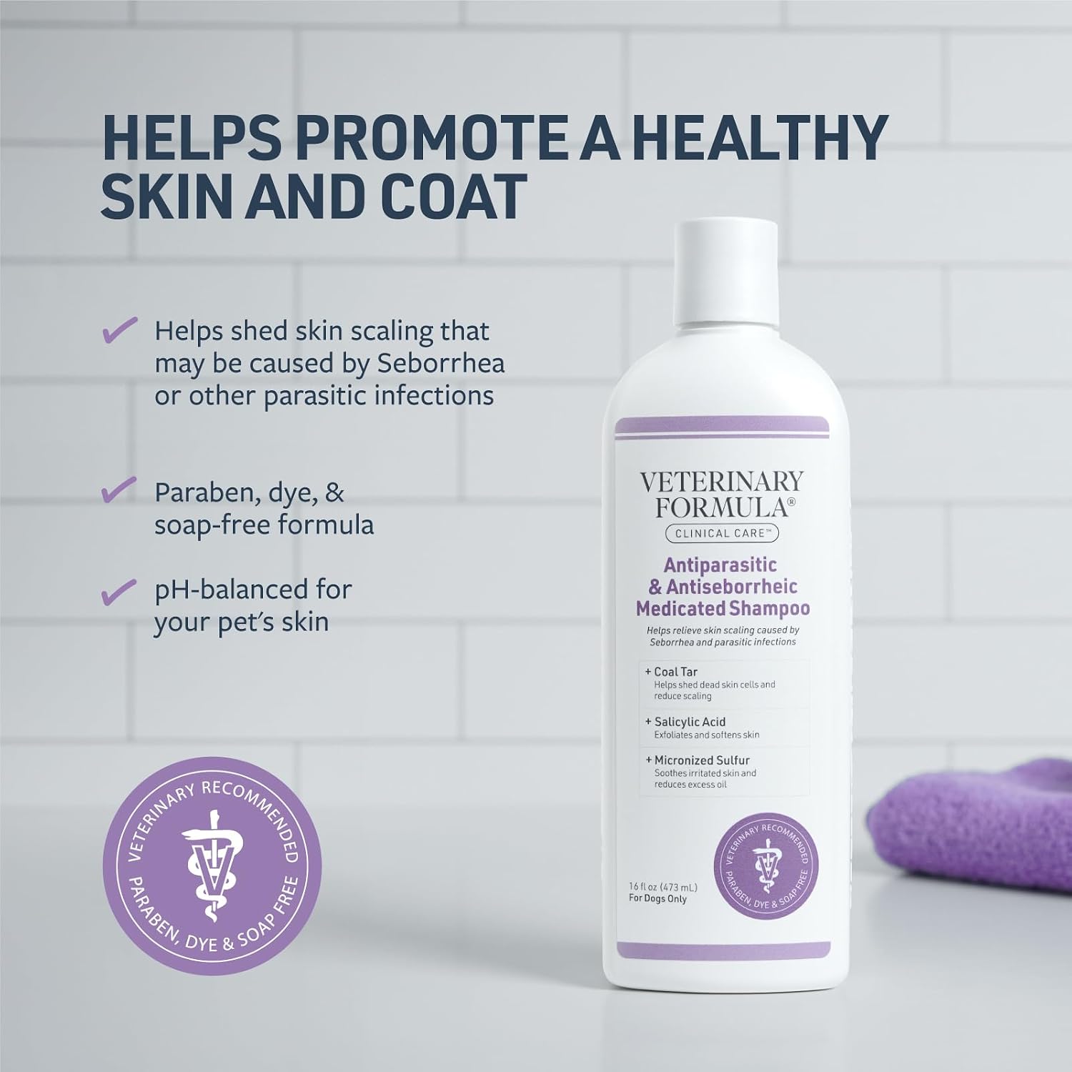 Veterinary Formula Clinical Care - Antiparasitic & Antiseborrheic Medicated Dog Shampoo - Supports Dry, Irritated Skin and Helps Soothe Occasional Itchy Spots - 16 oz - Image 3