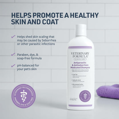Veterinary Formula Clinical Care - Antiparasitic & Antiseborrheic Medicated Dog Shampoo - Supports Dry, Irritated Skin and Helps Soothe Occasional Itchy Spots - 16 oz - Image 3