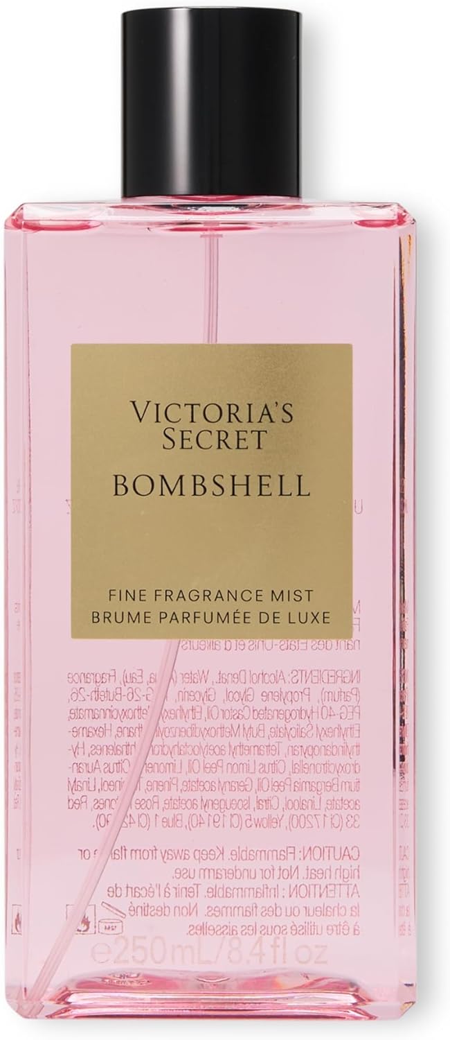 Authentic USA premium beauty fragrance mist bottle on plain background