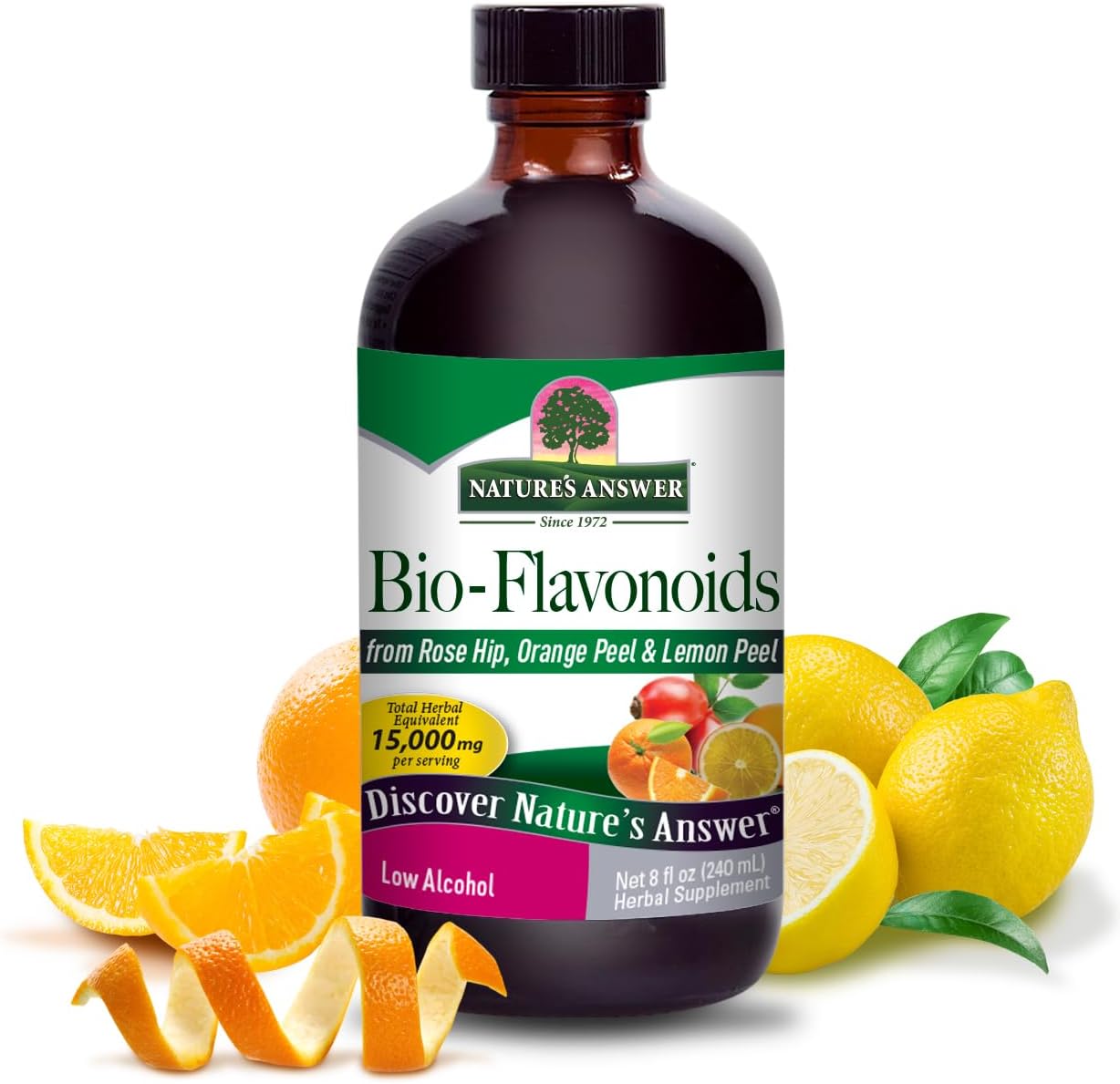 Nature's Answer Bio-Flavonoids and Rose Hips liquid supplement front view for immune defense.