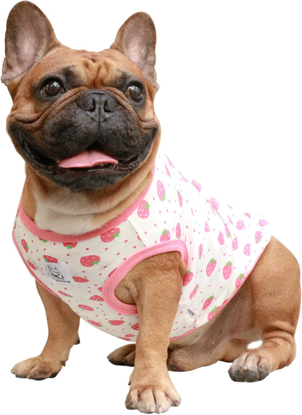 iChoue French Bulldog 100% Breathable Cotton Striped T Shirts Halloween Vest Clothes for Small Dogs Tank Tops Puppy Frenchie Pug English Boston Terrier Pitbull Pink White Stripes - Medium - Image 13