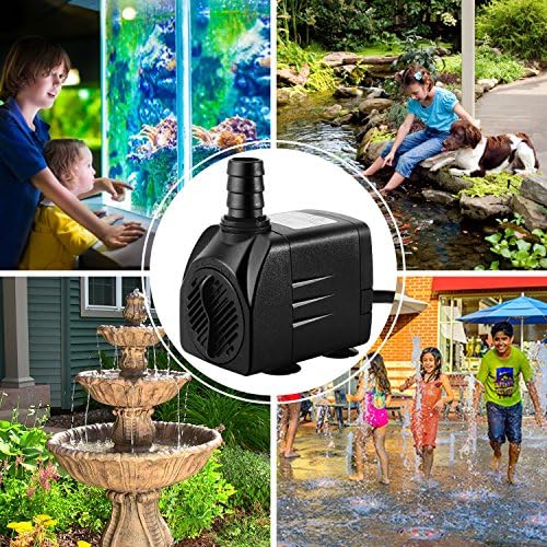 CWKJ outdoor fountain pump packaging and included accessory kit layout