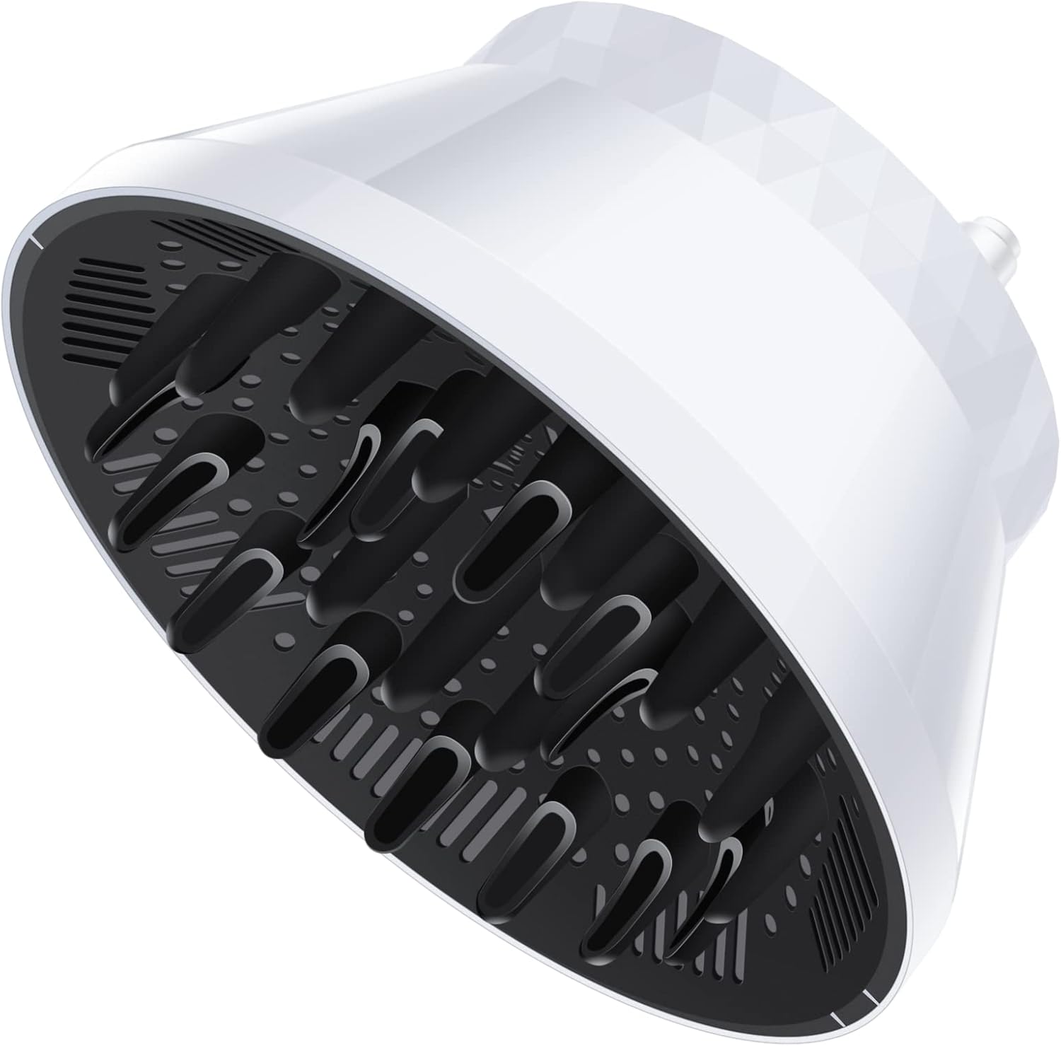 Segbeauty universal travel hair diffuser front view showing white collapsible silicone body