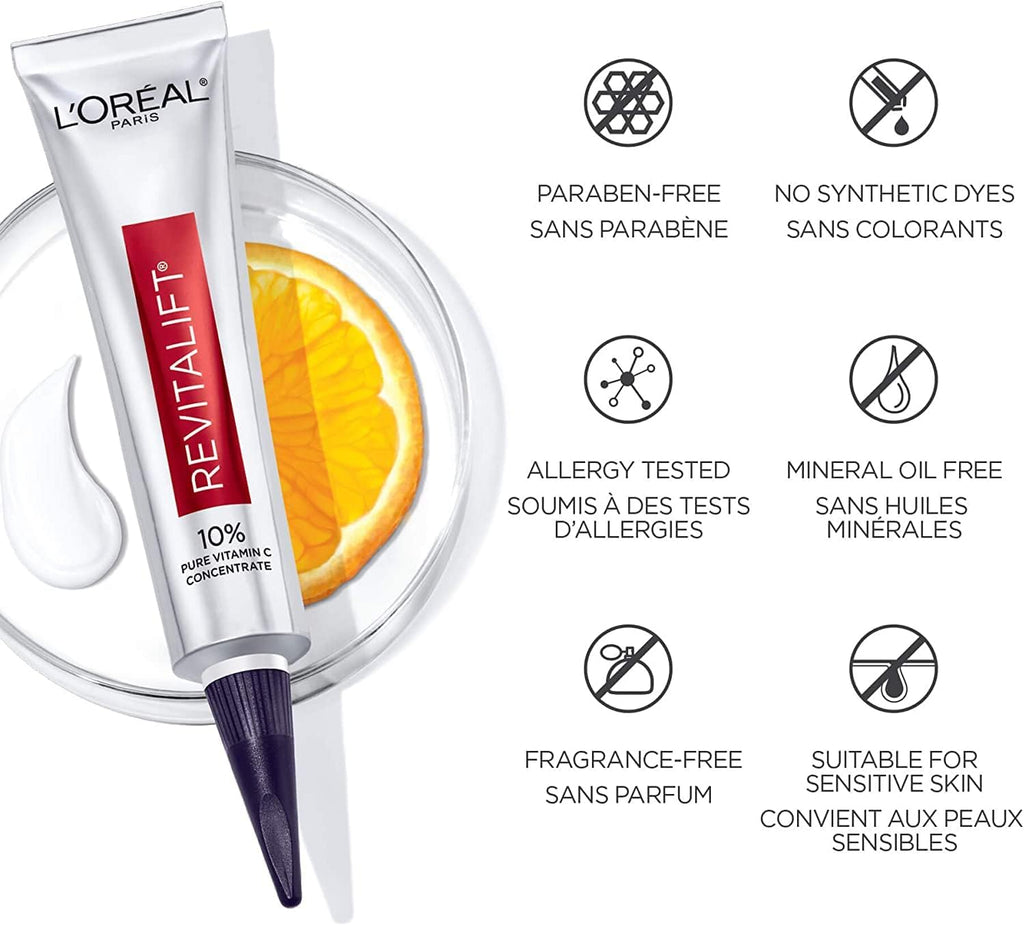 L'Oreal Paris Revitalift 10% Pure Vitamin C Face Serum for Brighter Skin & Reduced Wrinkles, Fragrance Free, 1 0z. - Image 7