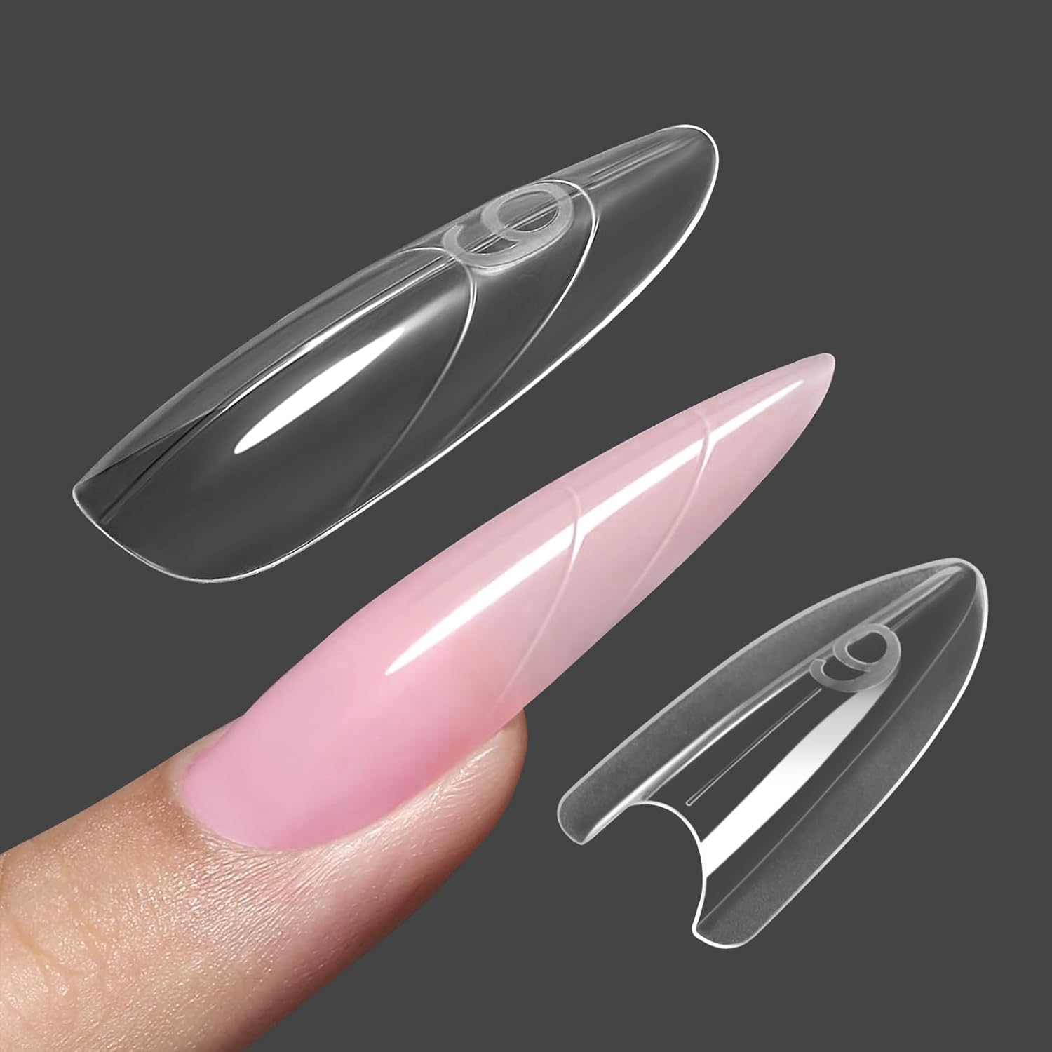 FREEORR 240Pcs Sandwich Nail Forms, 15 Sizes Nail Extensions Dual Forms for Large Wider Normal Petite Beds, Almonds Reusable Plastic Mold Plastic for Salon Manicure Art - Image 1