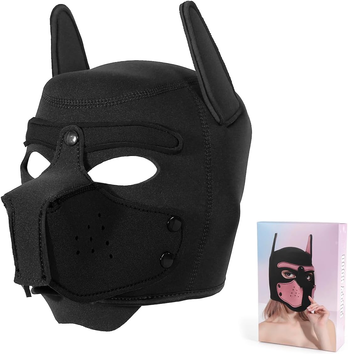 Adults Neoprene Puppy Hood Mask Pup Play Gear, Removable Cosplay Dog Full Face Pup Hood Pup Mask - Image 10