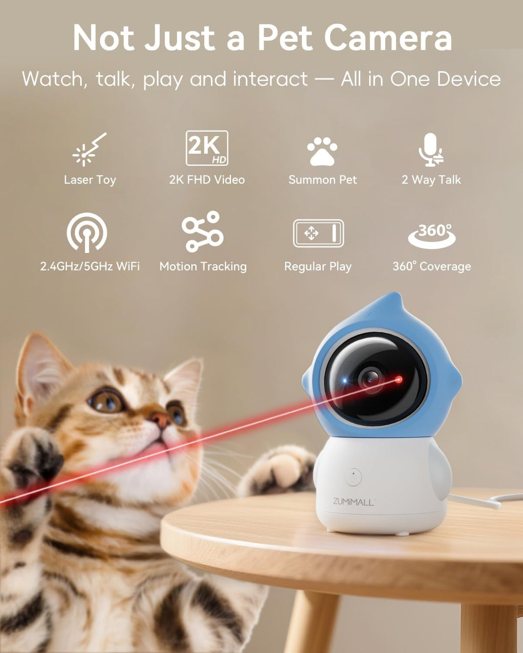 ZUMIMALL smart pet monitor showing the physical privacy cover mode activated
