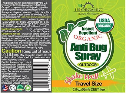 US Organic Anti Bug Spray packaging showing the USDA organic certification label
