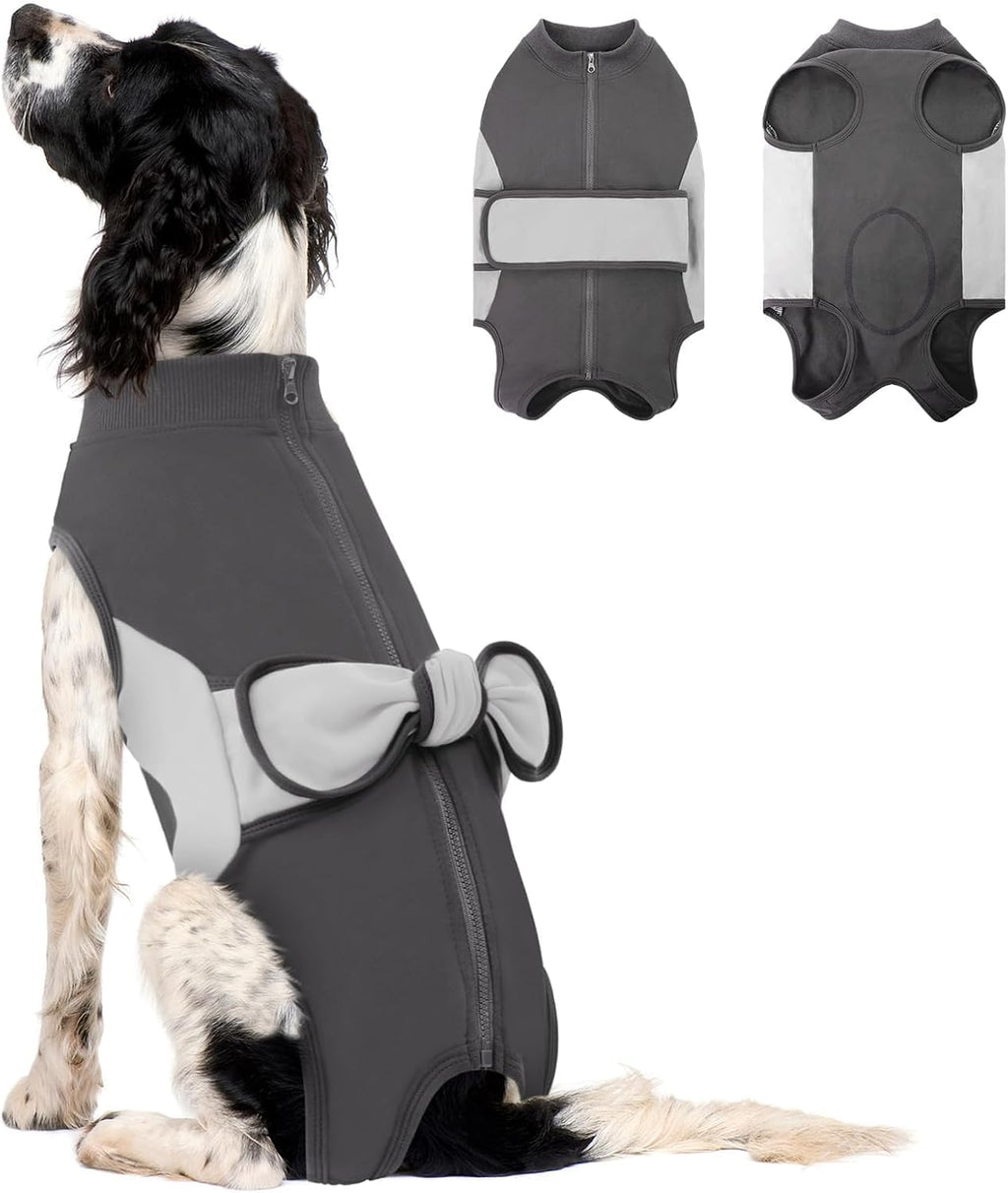 SAWMONG Dog Recovery Suit Male, Cotton Zipper Recovery Suit for Dogs, Dog Onesie for Surgery Female Neuter Bodysuit Prevent Licking Wounds Male, Substitute E-Collar & Cone(Gray, Small) - Image 15