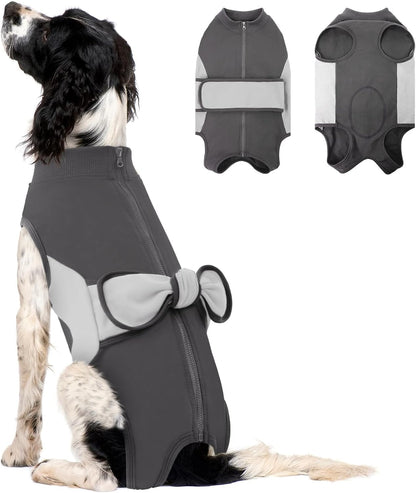 SAWMONG Dog Recovery Suit Male, Cotton Zipper Recovery Suit for Dogs, Dog Onesie for Surgery Female Neuter Bodysuit Prevent Licking Wounds Male, Substitute E-Collar & Cone(Gray, Small) - Image 15