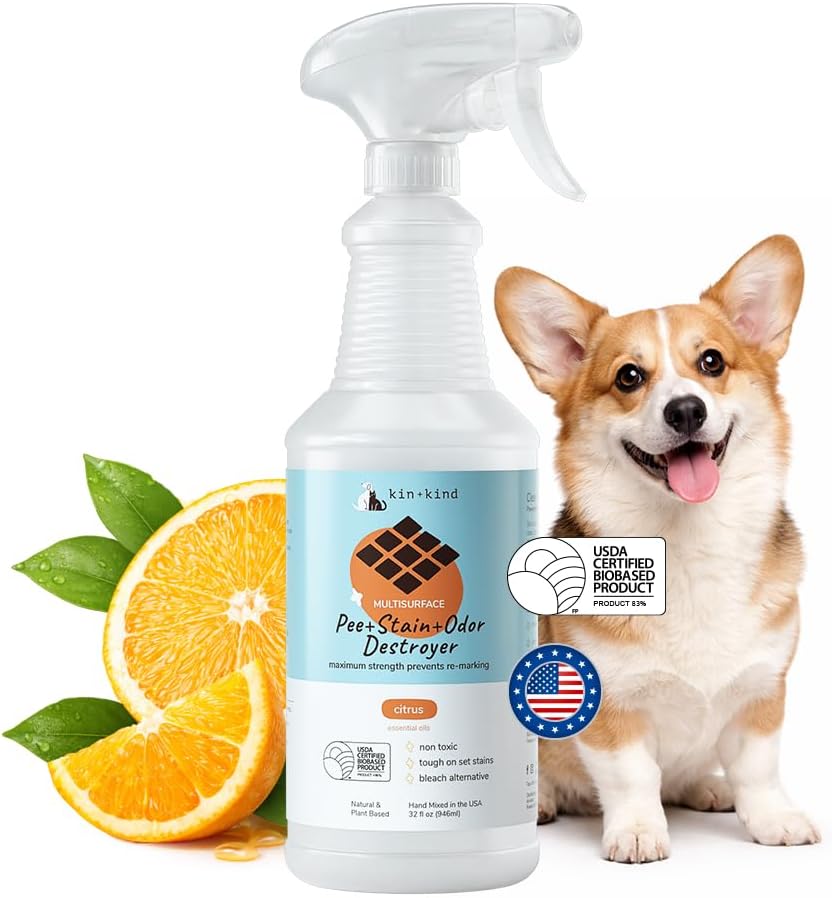 kin+kind Pet Urine Cleaner for Dogs & Cats, Hardwood Floor Cleaner, Stain & Odor Remover, Helps Stop Re-Marking, Citrus, 32 fl oz - Image 9
