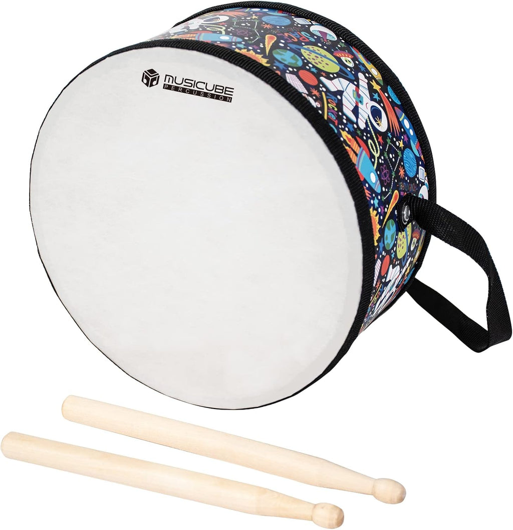 MUSICUBE kids wooden drum set front view on plain background