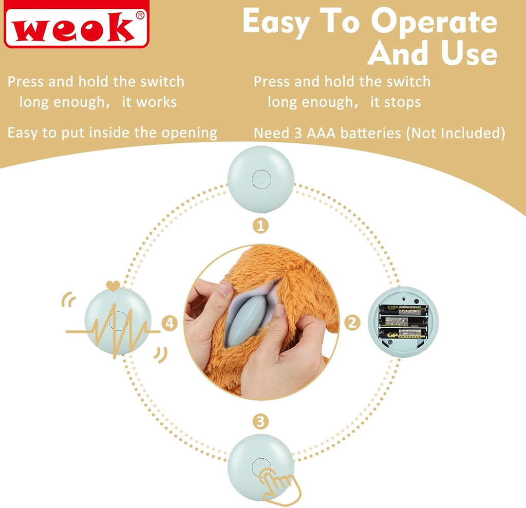Puppy sleeping next to WEOK heartbeat comfort toy