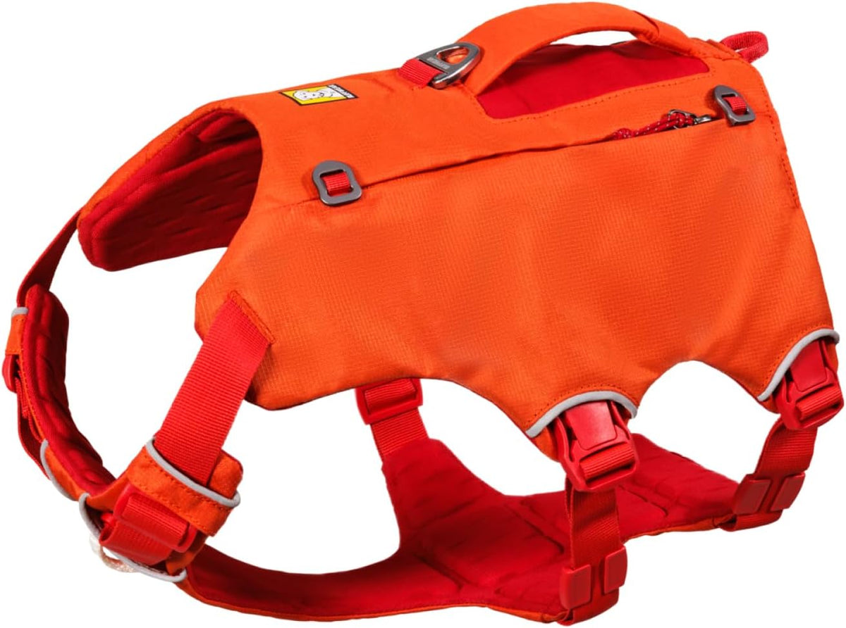 Ruffwear Palisades multi day dog pack featuring integrated reflective trim and beacon light loop