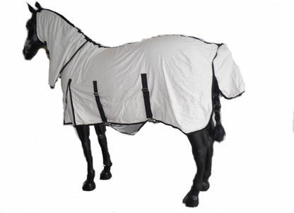 Side view of Hilason mesh fly sheet on a horse in pasture