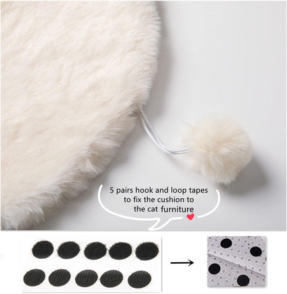 Plush faux rabbit fur cat mat with high density foam interior