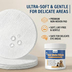 Alcohol-free pet tear stain remover pads showing texture and thickness