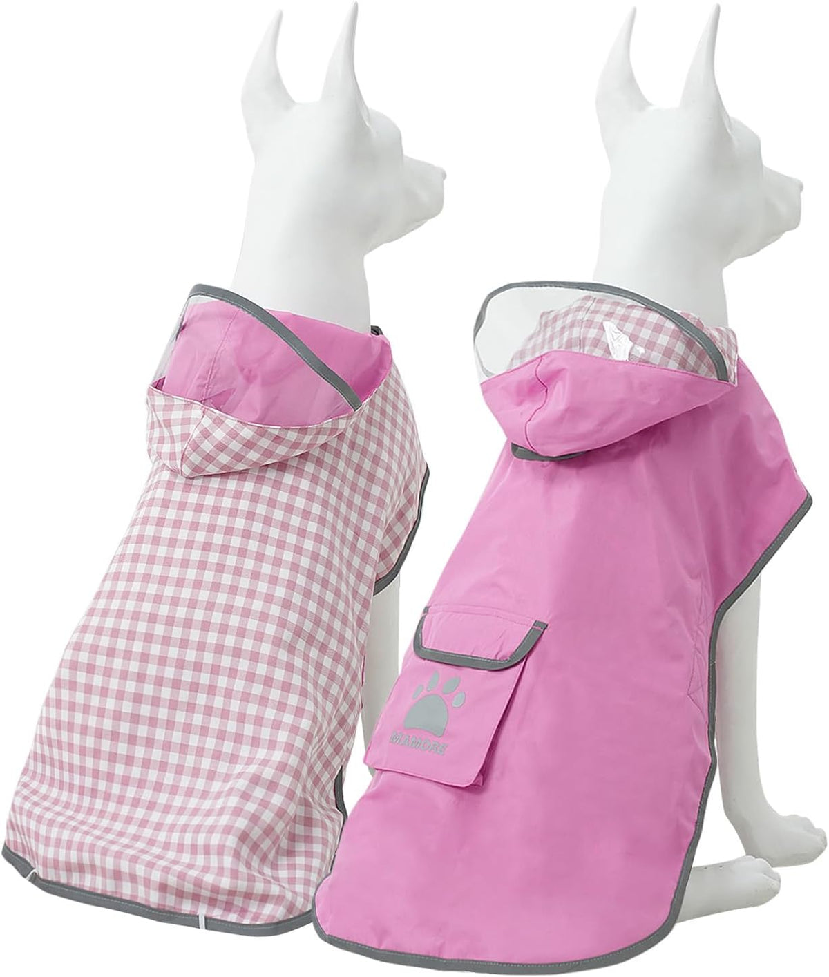 MAMORE Dog Raincoat Reversible,Waterproof Dog Rain Coat Hooded Slicker Poncho with Reflective Strip, Plaid Double Layer Rain Jacket for Small Medium Large Dogs (Light Blue, X-Small(4-9lb)) - Image 12