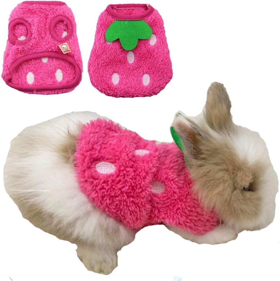 ANIAC bunny clothes warm fleece strawberry vest front view