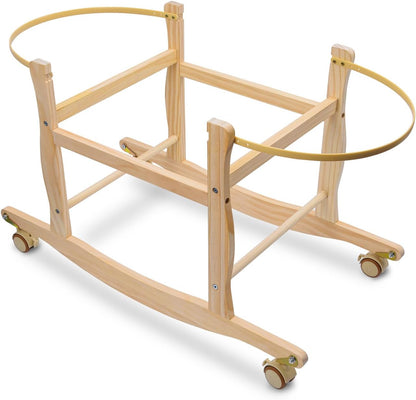 ChengFu wooden rocking moses basket stand front view