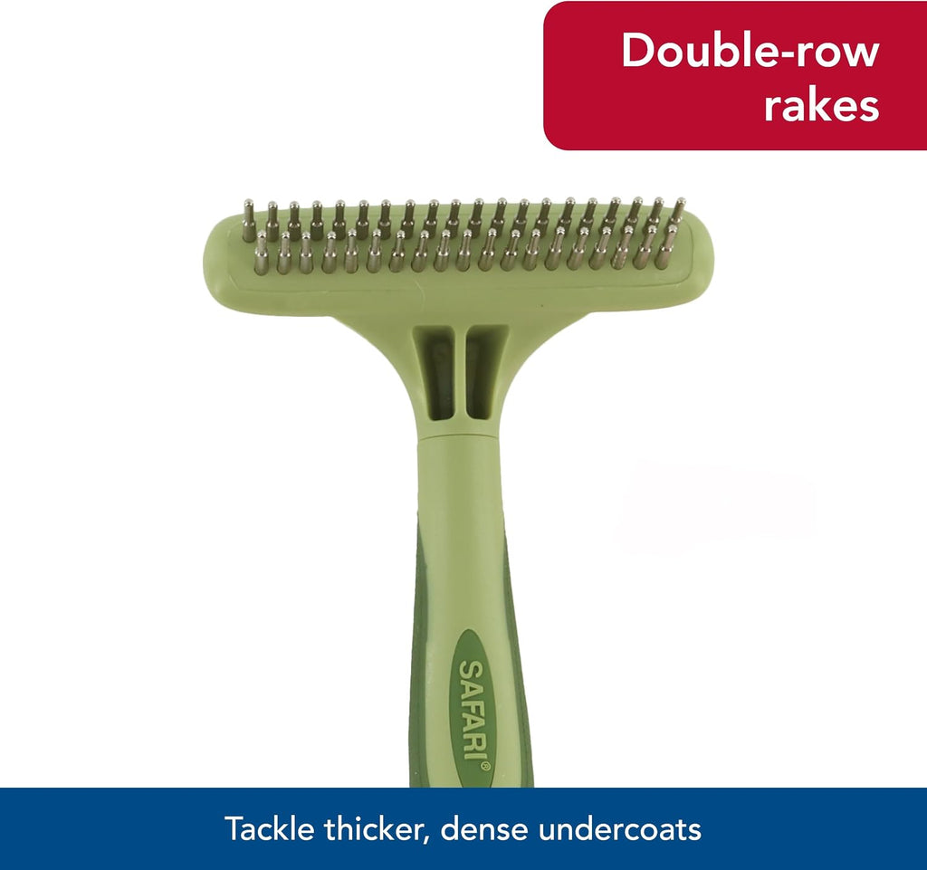 High quality stainless steel pins on Safari undercoat rake
