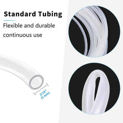 Flexible twenty five feet airline tubing for fish tank aeration showing included check valves.