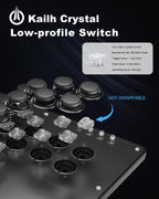 Haute42 U16 leverless arcade controller showing slim polycarbonate side profile view
