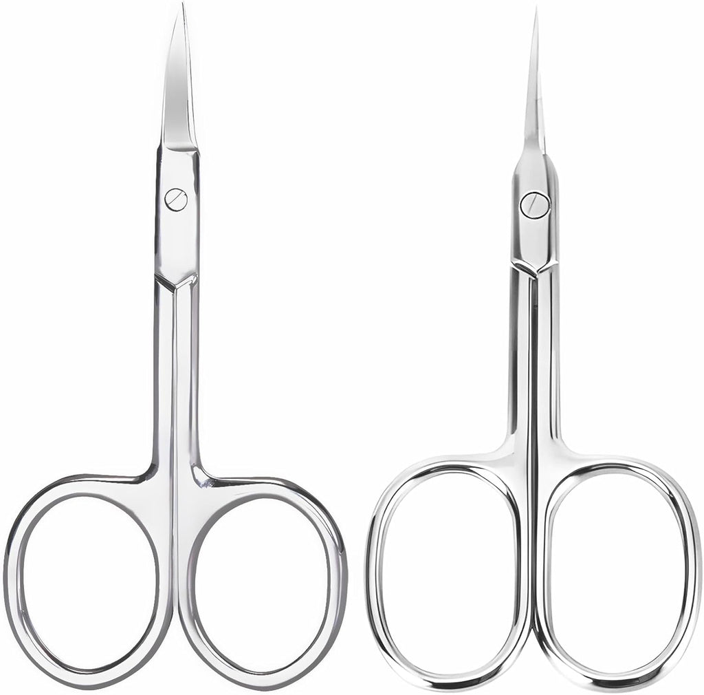 Kootinn extra fine cuticle scissors two pack front view showcasing curved and straight professional grooming blades.