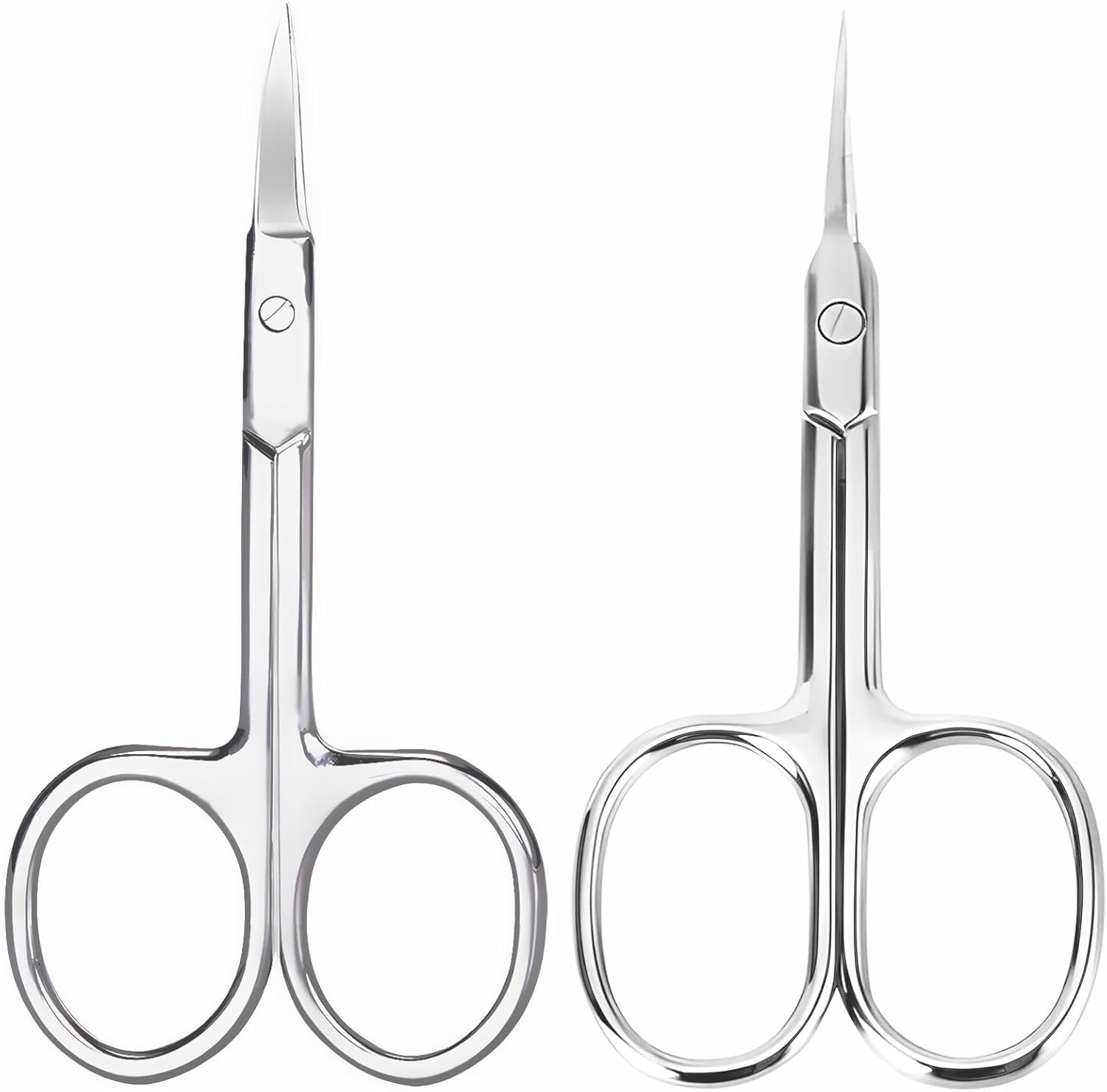 Kootinn extra fine cuticle scissors two pack front view showcasing curved and straight professional grooming blades.