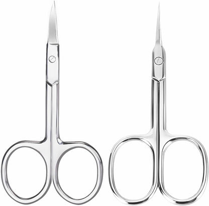 Kootinn extra fine cuticle scissors two pack front view showcasing curved and straight professional grooming blades.