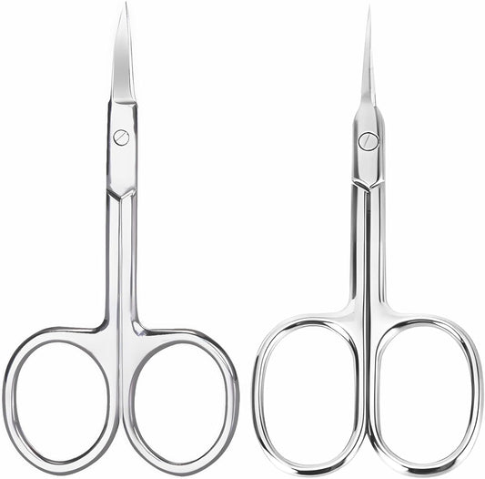 Kootinn extra fine cuticle scissors two pack front view showcasing curved and straight professional grooming blades.
