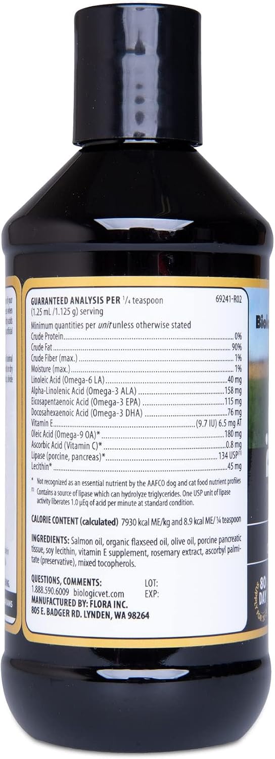 BiologicVET BioFATS premium omega 3 6 9 skin and coat oil for dogs and cats.