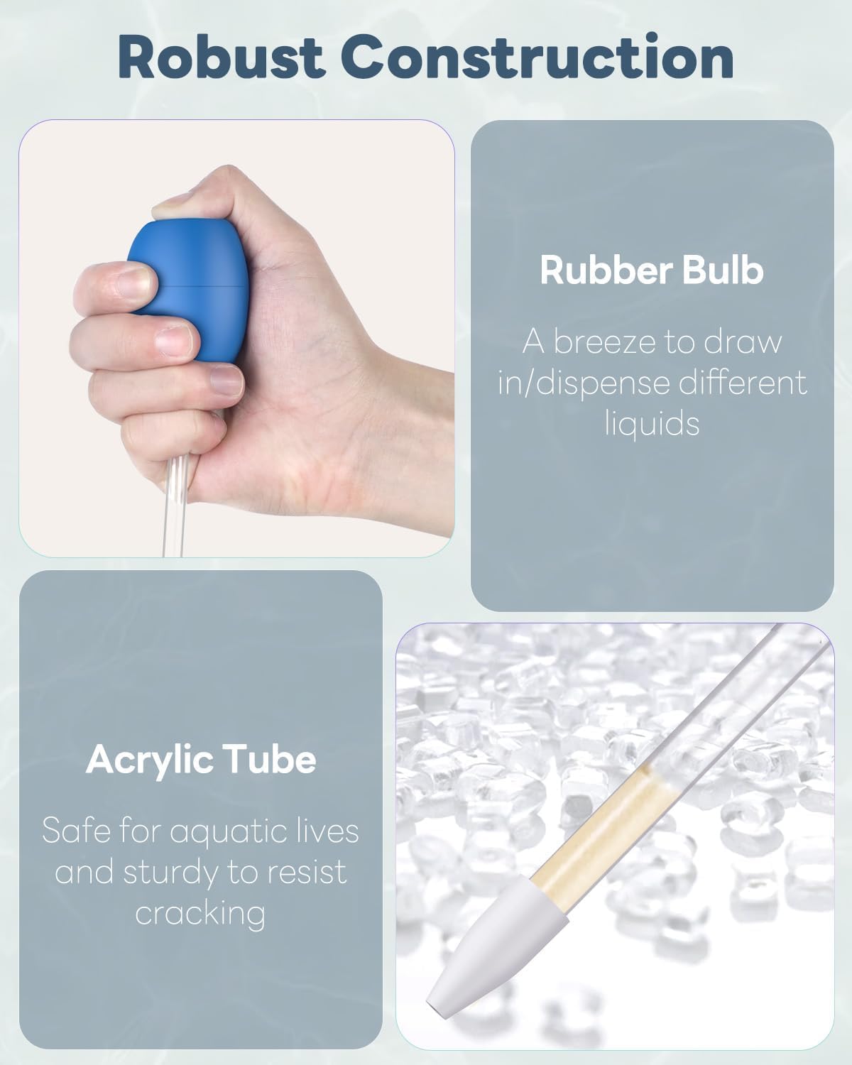 Long fish excreta cleaner syringe absorbing debris from tank gravel