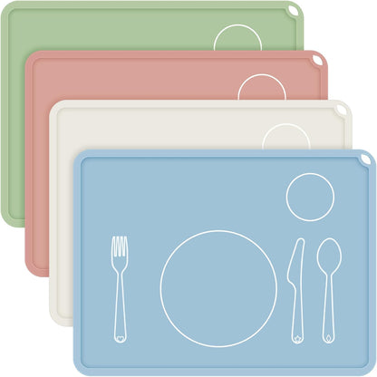 Zhehao Montessori kids placemat front view showing printed cutlery outlines on a neutral background