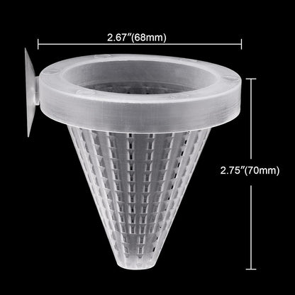Weaverbird plastic cone cup shape basket feeder with suction cup attached