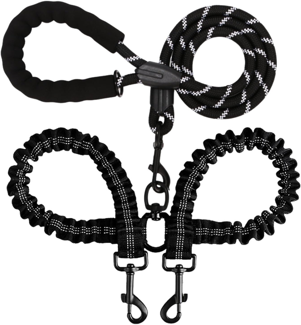 BAOBOTE Double Dog Leash,Dual Dog Leash with Shock Absorbing Bungee Reflective for Two Dogs 360 Swivel No Tangle (Purple) - Image 10