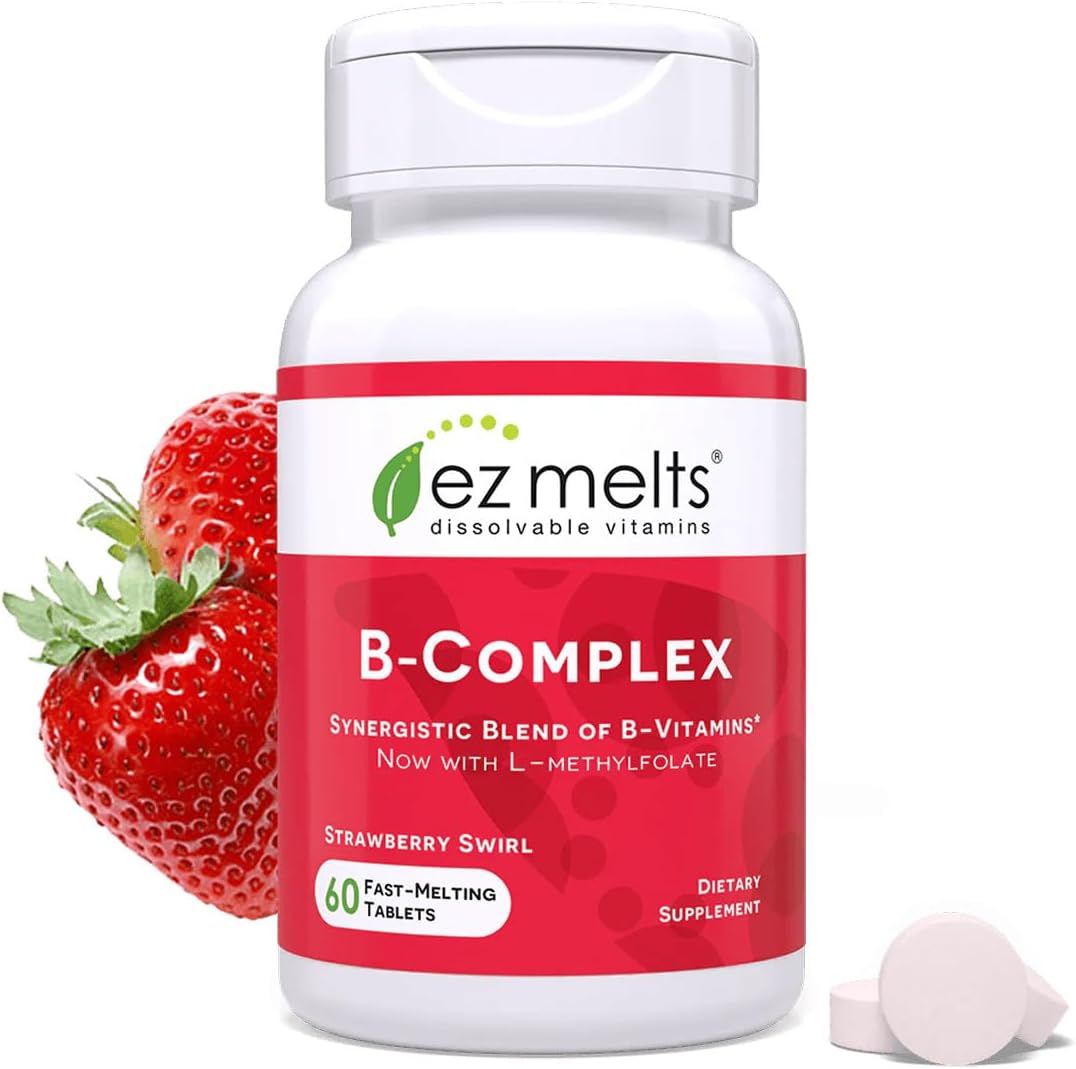 EZ Melts Dissolvable B Complex front view bottle for energy support