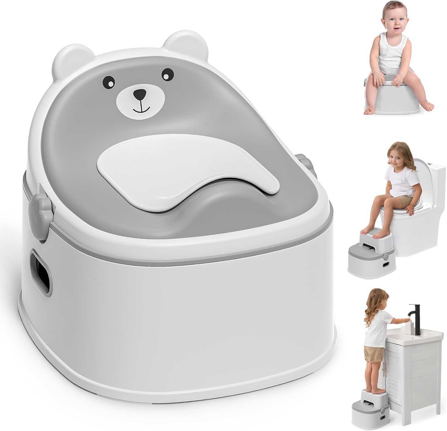 Himold 3-in-1 grey potty training toilet front view