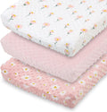 The Peanutshell baby changing pad cover front view showing pink floral design.