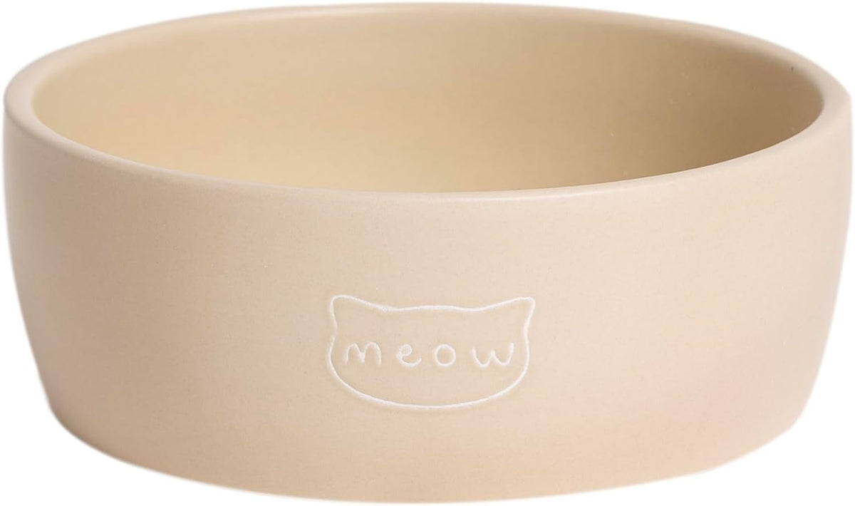 Pearhead Ceramic Meow Cat Bowl, Holds 12 oz, Modern Speckled White - Image 15