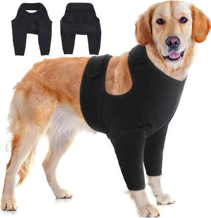 IDOMIK Dog Recovery Suit for Front Legs, Adjustable Dog Leg Sleeves to Stop Licking, Dogs Elbow Braces Protector for Leg Injuries Shoulder Wound, Cone Collar Alternatives,Black,M - Image 10